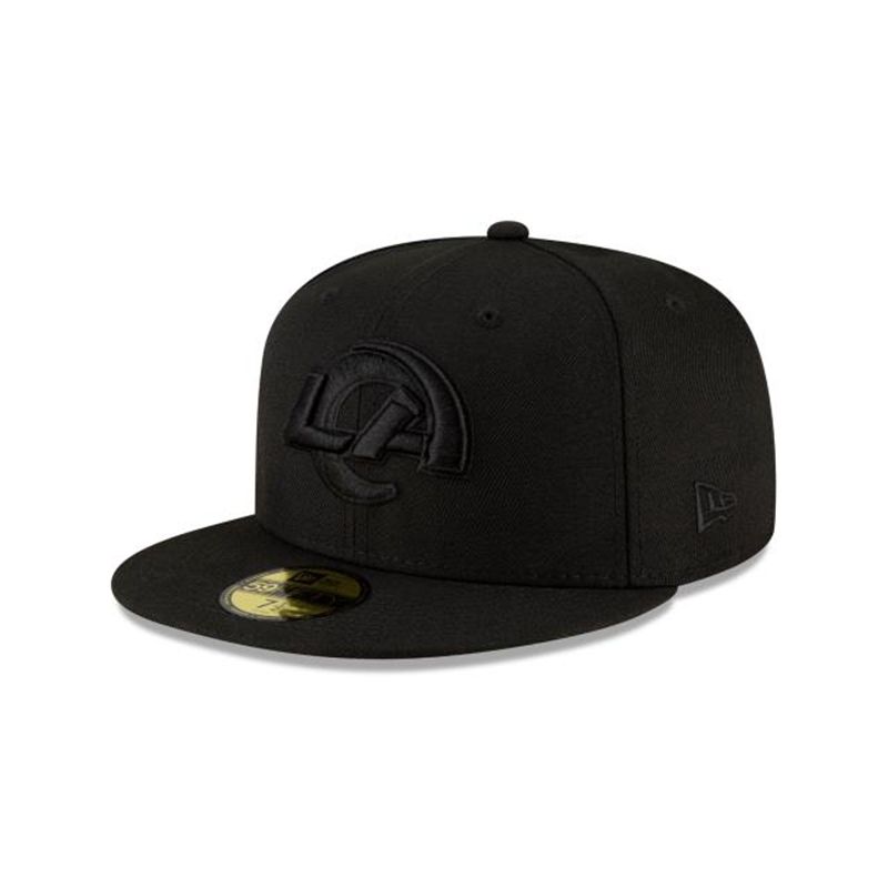 NFL Los Angeles Rams Black On Black 59Fifty Fitted (SXW6984) - Blue New Era Caps